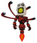 Robot containing old computer monitor and yellow sad pixel face and old computer magnetic tape and light chest exoshielding and rubber chain sash and blue-eye cam cable tentacles and jet propulsion.