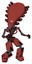 Mech containing flat elongated skull head and light chest exoshielding and no chest plating and prototype exoplate legs. Light brick red. Fight or defense pose..
