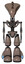 Droid containing flat elongated skull head and light chest exoshielding and no chest plating and light leg exoshielding. Khaki halftone. Front view.