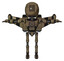 Bot containing round head and three lens sentinel visor and light chest exoshielding and chest valve crank and stellar jet wing rocket pack and ultralight foot exosuit. Desert tan painted. T-pose.