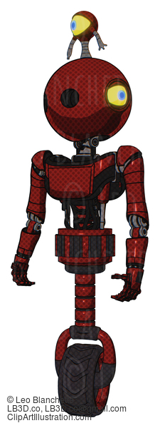 Android Containing Oval Wide Head And Minibot Ornament And Light Chest Exoshielding And Ultralight Chest Exosuit And Unicycle Wheel. Matted Red. Standing Looking Right Restful Pose. #19890