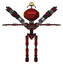 Bot containing oval wide head and red horizontal visor and minibot ornament and light chest exoshielding and minigun back assembly and no chest plating and ultralight foot exosuit. Matted red. T-pose.