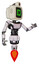 Bot containing old computer monitor and pixel square design and retro-futuristic webcam and light chest exoshielding and ultralight chest exosuit and jet propulsion. White halftone toon. Interacting.