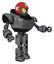 Bot containing grey alien style head and yellow eyes with blue pupils and stars and red helmet and heavy upper chest and prototype exoplate legs. Patent concrete gray metal. Interacting.