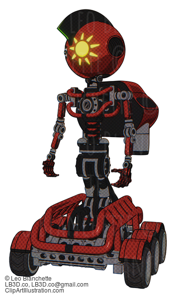 Android Containing Oval Wide Head And Sunshine Patch Eye And Techno Mohawk And Light Chest Exoshielding And Rocket Pack And No Chest Plating And Six-Wheeler Base. Cherry Tomato Red. #19945