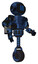 Automaton containing digital display head and three vertical line design and light chest exoshielding and prototype exoplate chest and rocket pack and unicycle wheel. Grunge dark blue.
