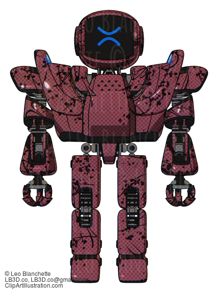 Android Containing Digital Display Head And Wince Symbol Expression And Heavy Upper Chest And Heavy Mech Chest And Battle Mech Chest And Prototype Exoplate Legs. Muavewood Halftone Grunge. Front View. #19981