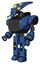 Bot containing flat elongated skull head and yellow eyeball array and heavy upper chest and chest vents and prototype exoplate legs. Blue halftone. Facing right view.