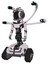 Automaton containing digital display head and sleeping face and led and protection bars and light chest exoshielding and ultralight chest exosuit and blue-eye cam cable tentacles and tank tracks.