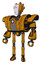 Mech containing humanoid face mask and spiral design and heavy upper chest and heavy mech chest and blue energy fission element chest and ultralight foot exosuit. Worn construction yellow.