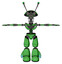 Mech containing dual retro camera head and shrimp head and light chest exoshielding and no chest plating and light leg exoshielding. Secondary green halftone. T-pose.