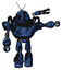Automaton containing digital display head and hashtag face and retro antennas and heavy upper chest and light leg exoshielding and stomper foot mod. Grunge dark blue.