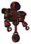 Mech containing digital display head and sleeping face and heavy upper chest and heavy mech chest and unicycle wheel. Grunge matted orange. Facing left view.