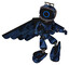 Bot containing digital display head and circle face and led and protection bars and light chest exoshielding and ultralight chest exosuit and pilot's wings assembly .