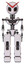 Robot containing grey alien style head and black eyes and light chest exoshielding and no chest plating and prototype exoplate legs. White halftone toon. Front view.