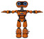 Cyborg containing dual retro camera head and retro 80's head and light chest exoshielding and blue energy core and light leg exoshielding and spike foot mod. Secondary orange halftone. T-pose.