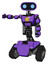 Droid containing dual retro camera head and cute retro robo head and light chest exoshielding and yellow star and rocket pack and tank tracks. Secondary purple halftone.