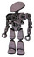 Cyborg containing dome head and heavy upper chest and no chest plating and light leg exoshielding. Dark sketch. Standing looking right restful pose.