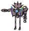Automaton containing thorny domehead design and heavy upper chest and heavy mech chest and spectrum fusion core chest and ultralight foot exosuit. Dark sketch doodle.
