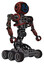 Droid containing digital display head and wide smile and heavy upper chest and no chest plating and six-wheeler base. Grunge matted orange. Facing left view.