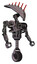 Mech containing flat elongated skull head and heavy upper chest and no chest plating and unicycle wheel. Halftone gray. Facing left view.