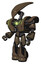 Mech containing flat elongated skull head and heavy upper chest and heavy mech chest and green energy core and light leg exoshielding and stomper foot mod. Light brown halftone. Facing right view.