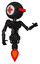 Bot containing round head and horizontal red visor and first aid emblem and light chest exoshielding and ultralight chest exosuit and jet propulsion. Toon black scribbles sketch. Interacting.