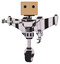 Cyborg containing dual retro camera head and cardboard box head and light chest exoshielding and ultralight chest exosuit and stellar jet wing rocket pack and unicycle wheel. White halftone toon.
