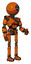Automaton containing dual retro camera head and three-dash cyclops round head and light chest exoshielding and rubber chain sash and ultralight foot exosuit. Secondary orange halftone.