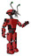 Mech containing dual retro camera head and shrimp head and light chest exoshielding and prototype exoplate chest and prototype exoplate legs. Primary red halftone. Interacting.