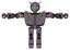 Bot containing grey alien style head and blue grate eyes and bug antennas and heavy upper chest and heavy mech chest and green cable sockets array and prototype exoplate legs. Lilac metal. T-pose.