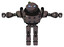 Robot containing oval wide head and blue eyes and green led ornament and heavy upper chest and chest energy sockets and prototype exoplate legs. Light brown. T-pose.