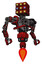 Automaton containing dual retro camera head and cube array head and heavy upper chest and no chest plating and jet propulsion. Red blood grunge material. Hero pose.