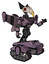 Robot containing bird skull head and red led circle eyes and robobeak design and light chest exoshielding and rubber chain sash and stellar jet wing rocket pack and tank tracks. Lilac metal.