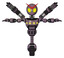 Automaton containing grey alien style head and yellow eyes and light chest exoshielding and yellow chest lights and minigun back assembly and unicycle wheel. Lilac metal. T-pose.