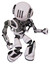 Bot containing round head and three lens sentinel visor and head light gadgets and heavy upper chest and no chest plating and light leg exoshielding and stomper foot mod. White halftone toon.
