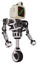 Cyborg containing old computer monitor and colored x display and retro-futuristic webcam and heavy upper chest and no chest plating and unicycle wheel. White halftone toon. Facing left view.