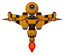Mech containing dual retro camera head and round happy cyclops head and light chest exoshielding and ultralight chest exosuit and stellar jet wing rocket pack and jet propulsion.
