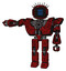 Droid containing digital display head and three horizontal line design and eye lashes deco and heavy upper chest and heavy mech chest and prototype exoplate legs. Grunge dots dark red.
