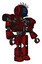 Droid containing digital display head and three horizontal line design and eye lashes deco and heavy upper chest and heavy mech chest and prototype exoplate legs. Grunge dots dark red.