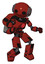 Bot containing oval wide head and steampunk iron bands with bolts and light chest exoshielding and red chest button and rocket pack and prototype exoplate legs. Cherry tomato red.