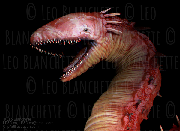 Red Sea Monster, Wyvern Or Dragon 3D Render. Monster From Hell. #20891