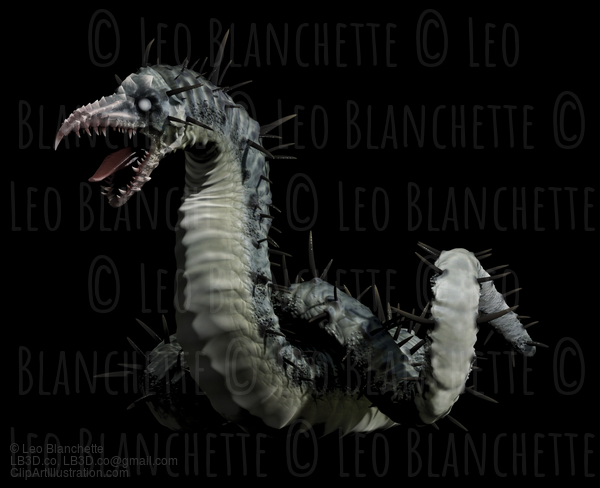 Green Spined Ripper Wyrm, Wyvern Or Dragon 3D Render. Slightly Desaturated, Monster From Hell. #20893