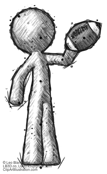 Sketch Design Mascot Man Holding Football Up #386