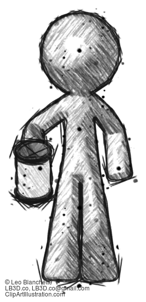 Sketch Design Mascot Man Begger Holding Can Begging Or Asking For Charity #391