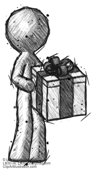 Sketch Design Mascot Man Giving A Present #400