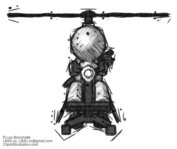 Sketch Design Mascot Man Flying In Gyrocopter Front View #402