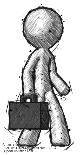 Sketch Design Mascot Man Walking With Briefcase To The Right #471