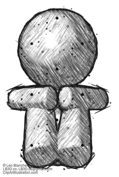 Sketch Design Mascot Man Sitting With Head Down Facing Forward #487