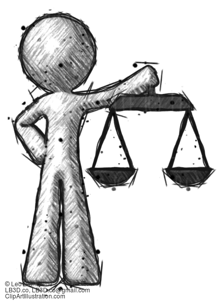 Sketch Design Mascot Man Holding Scales Of Justice #494